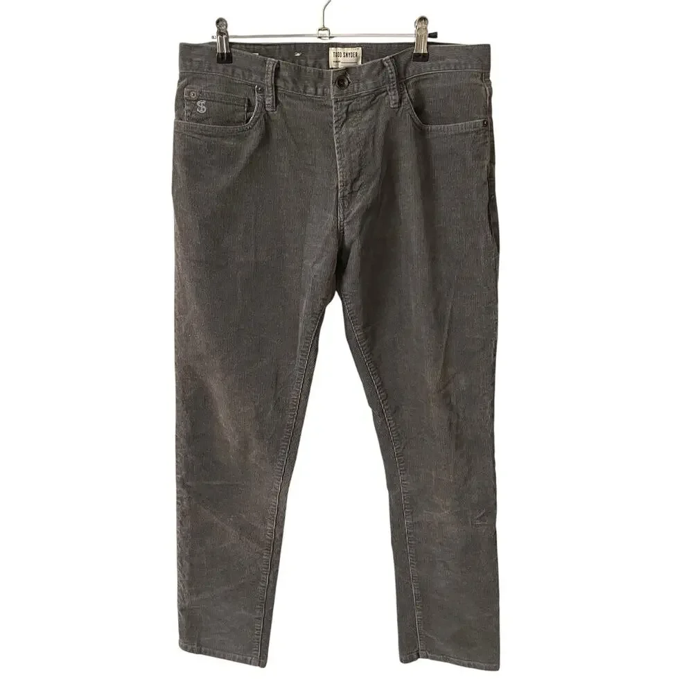 Todd Snyder Mens 32 x 29 Stretch Corduroy Pants Gray Casual Comfort Basic